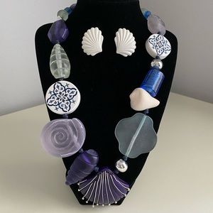 Chico’s Chunky Beachy Necklace NWT & Earrings